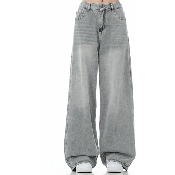 Y2K Baggy Jeans Unisex Wide Leg Vintage Denim Streetwear Casual - Picture 6 of 6